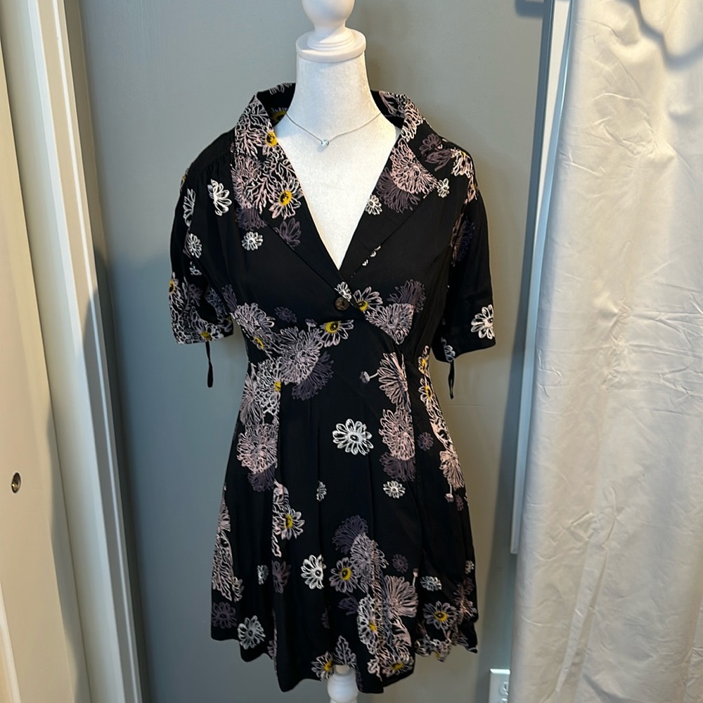 Free People Black Dress with Flowers Size Small